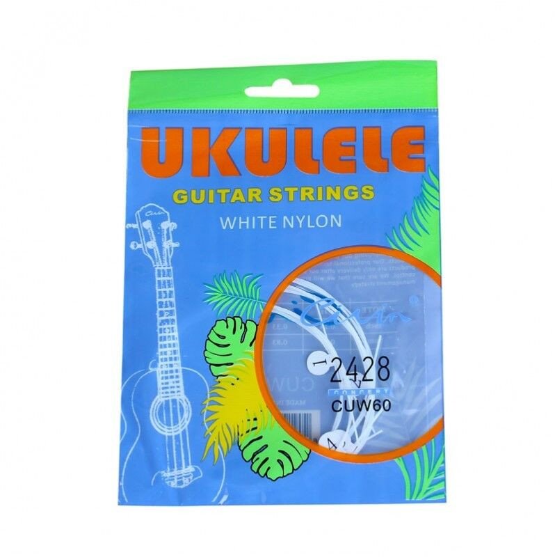 ZAPASOWE STRUNY DO GITARY UKULELE KONCERTOWEGO SOPRANOWEGO NYLONOWE BIAŁE