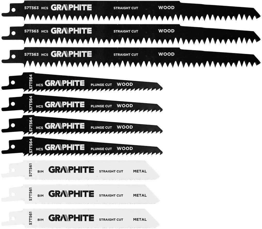 Zestaw brzeszczotów do piły szablastej, TPI 5, TPI 6, TPI 18, HCS/BIM, zestaw 10 szt.