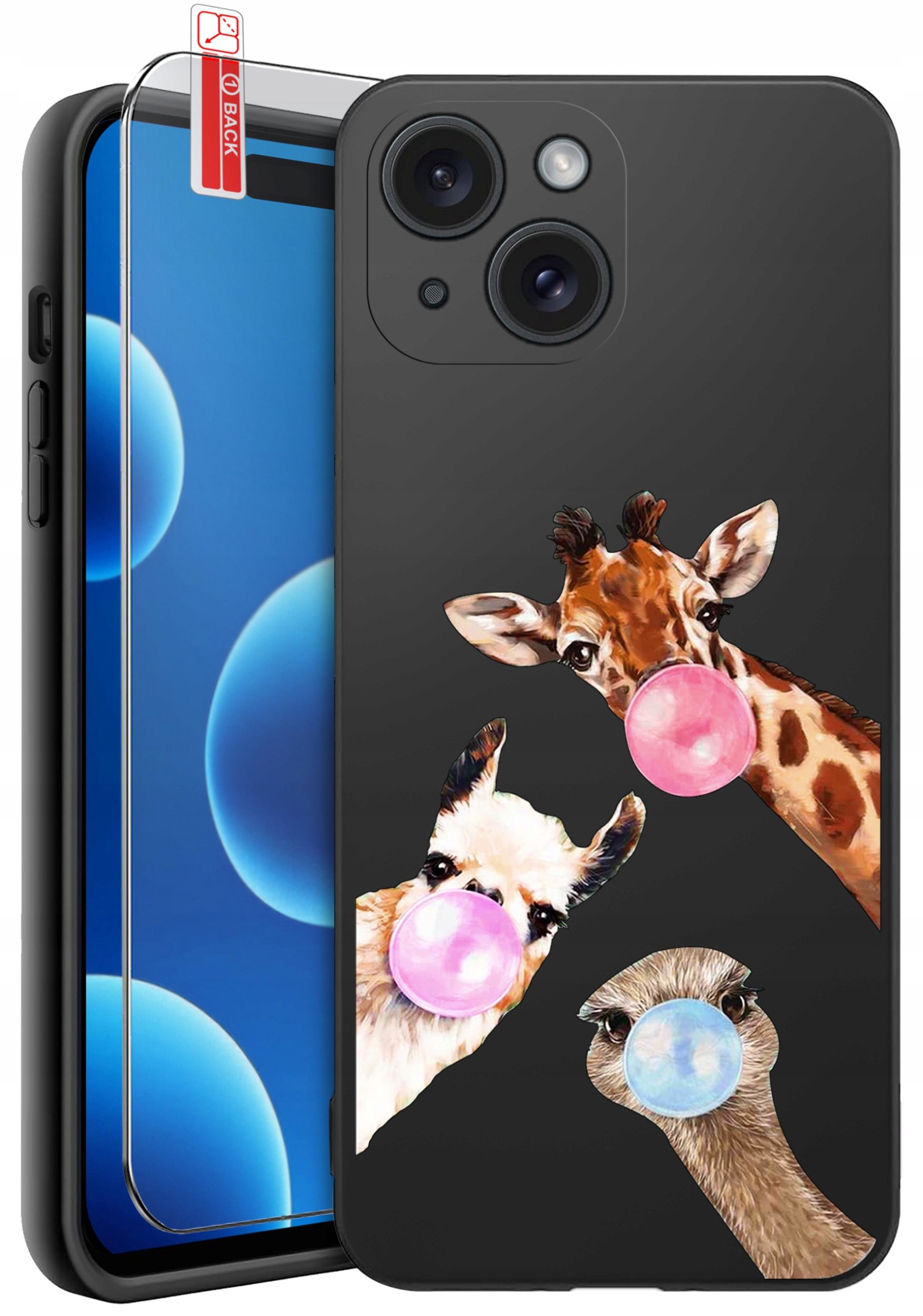 ETUI do iPhone 15 | WZORY | SILIKONOWE MATT CASE + SZKŁO 9H