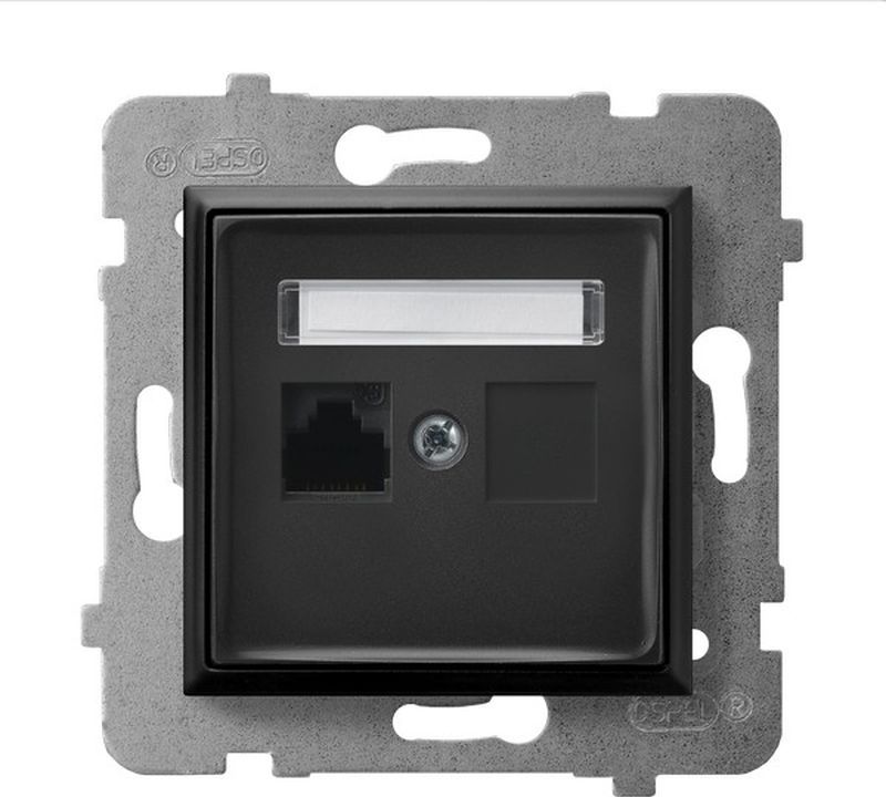 Ospel ARIA Gniazdo komputerowe pojedyncze, kat. 5e MMC czarny metalik GPK-1U/K/m/33