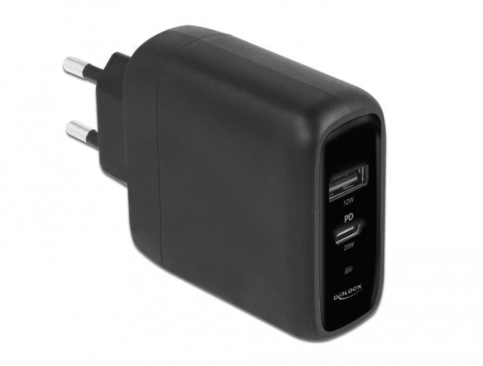 Delock USB Ladegerat USB Type-C PD 3.0 und USB Typ-A mit 20 W + 12 W