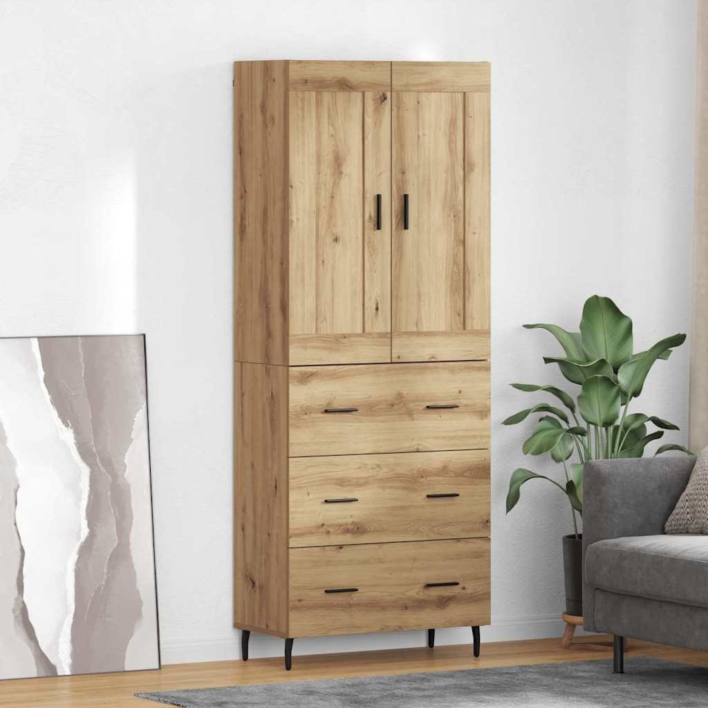 vidaXL Highboard 2 pcs Dąb rzemieślniczy Drewno inżynieryjne i szkło