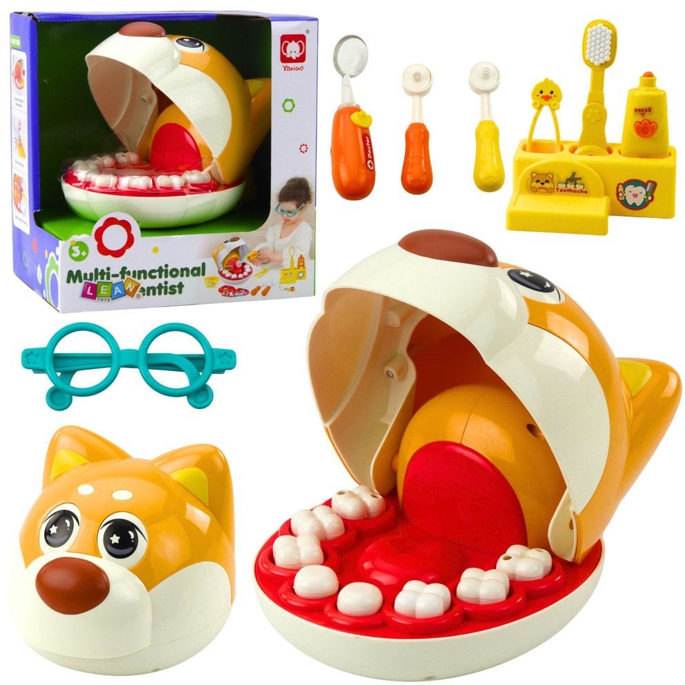 ZESTAW DENTYSTY DOKTORA WETERYNARZA PIESEK Z CHORYM ZĄBKIEM AKCESORIA