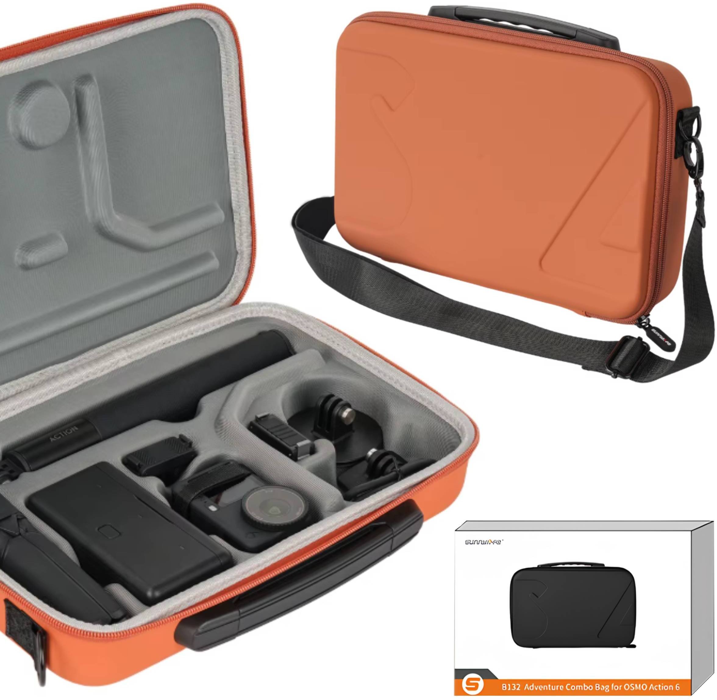 TORBA ETUI CASE COMBO FUTERAŁ DO DJI OSMO ACTION 6 / 5 PRO / 4 / 3 + AKCESORIA (POMARAŃCZOWY)