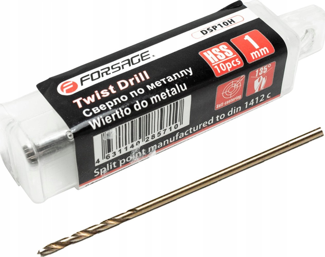 Wiertło Forsage ZESTAW WIERTEŁ 1mm 10 SZT. WIERTŁA DO METALU w plastikowej walizce