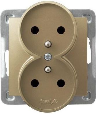 Ospel Gniazdo Impresja podwójne z uziemieniem złoty metalik (GP-2YRZ/m/28)