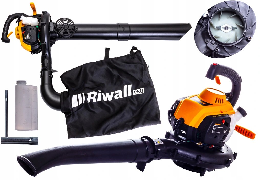Riwall Dmuchawa spalinowa RPBV 26 set do liści odkurzacz metalowy nóż