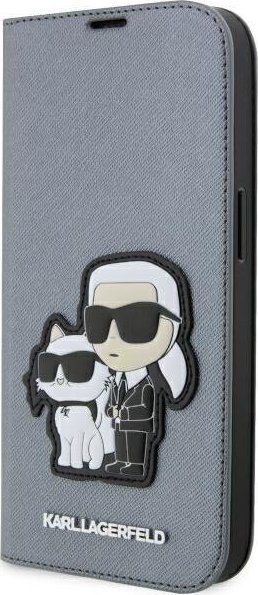 Karl Lagerfeld Etui KLBKP14LSANKCPG Apple iPhone 14 Pro bookcase srebrny/silver Saffiano Karl & Choupette