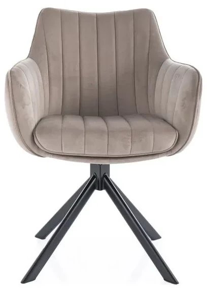 Krzesło tapicerowane AZALIA VELVET ciemnobeżowe obrotowe SIGNAL
