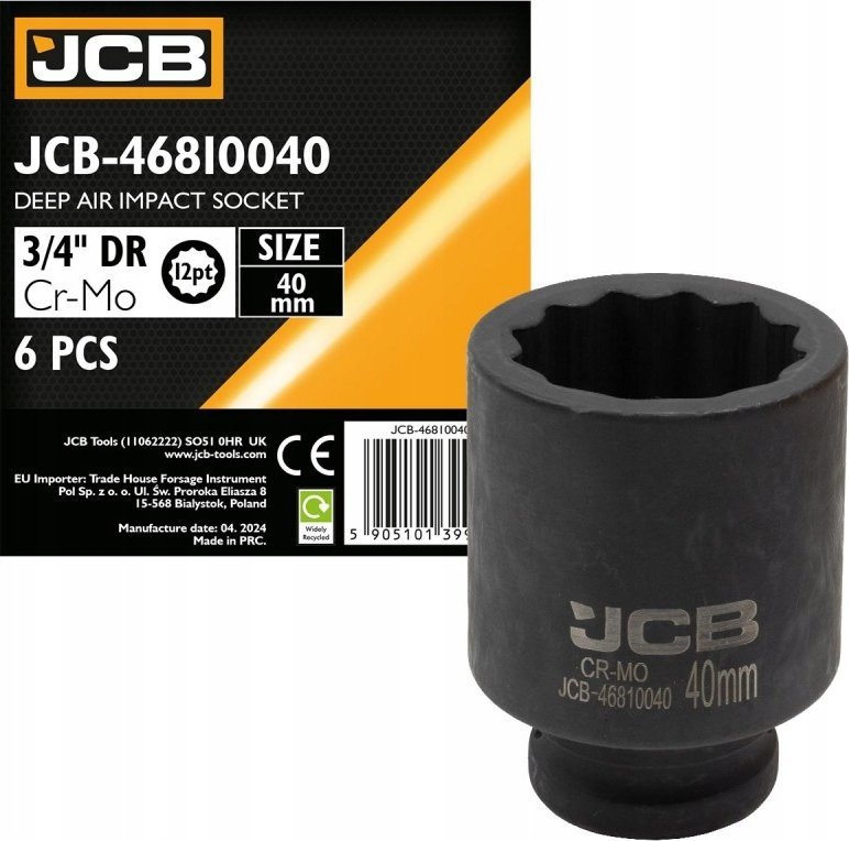 JCB Nasadka udarowa głęboka 3/4" 40mm (12-kątna)