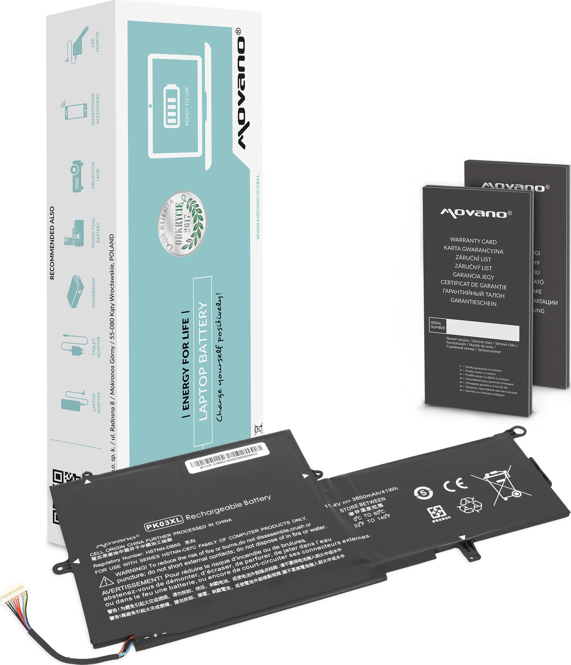 Bateria Movano Bateria PK03XL do HP Envy x360 13 Spectre x360 13