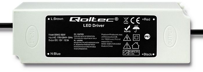 Qoltec Zasilacz LED Driver IP67 150W 12.5A (50945)