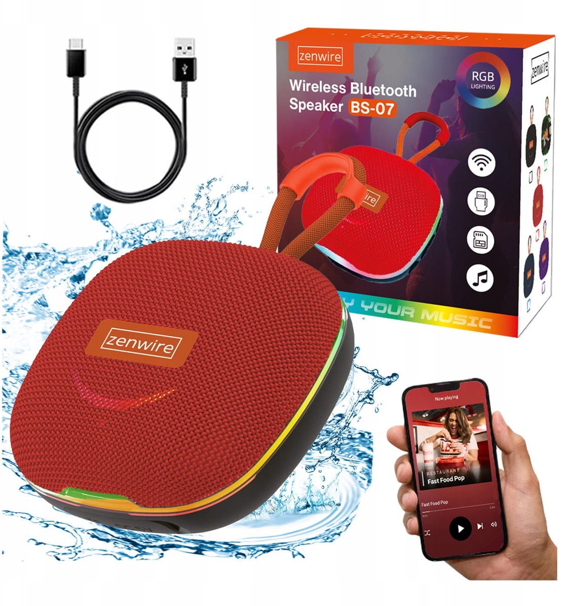 Głośnik Zenwire Mini Głośnik Bluetooth Przenośny Boombox Bezprzewodowy z Radio FM MP3 13W BS-07