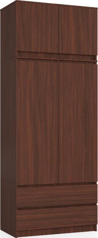 Fabryka Mebli Akord SZAFA Z NADSTAWKĄ S 90 cm 2 DRZWI 2 SZUFLADY WENGE