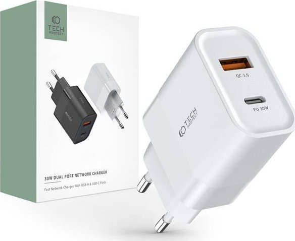 Ładowarka Tech-Protect 1x USB-A 1x USB-C 3 A (9589046926792)