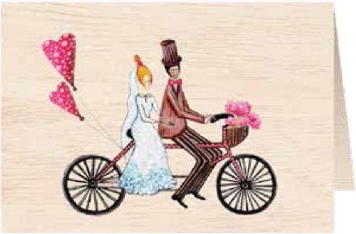 Cozywood Karnet drewniany C6 + koperta Ślub Para Młoda