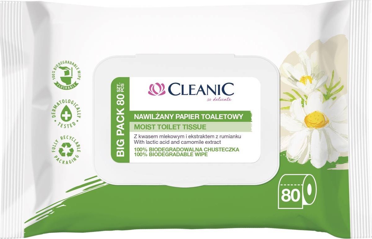 HARPER Cleanic Nawilżany Papier toaletowy z ekstraktem z rumianku 1op.-80szt