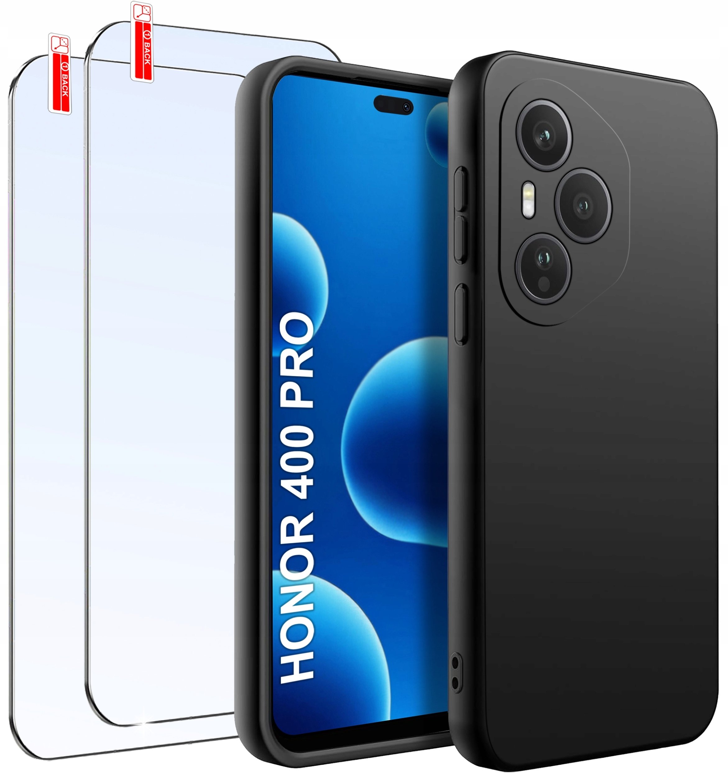 krainaGSM Etui do Honor 400 Pro Matowy Czarny Silikon SZKŁO