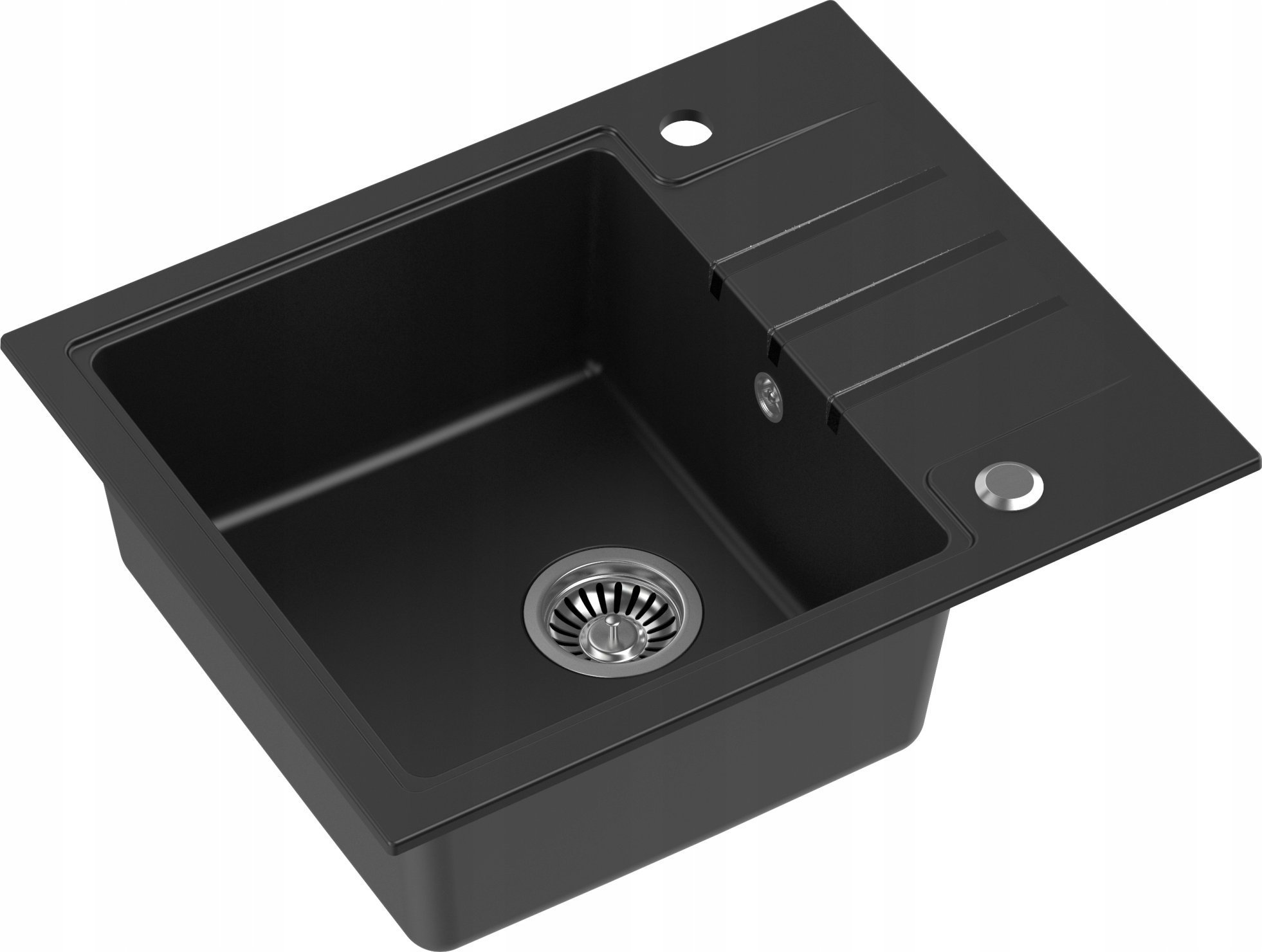 Zlewozmywak Steiner PETER 116 Steingran granitowy czarny 1-komorowy z/o (62x50x20) z syfonem i zaślepką