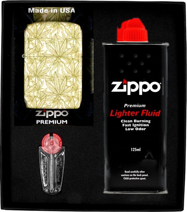 Zestaw ZIPPO Zapalniczka CANNABIS DESIGN Prezentowy No1