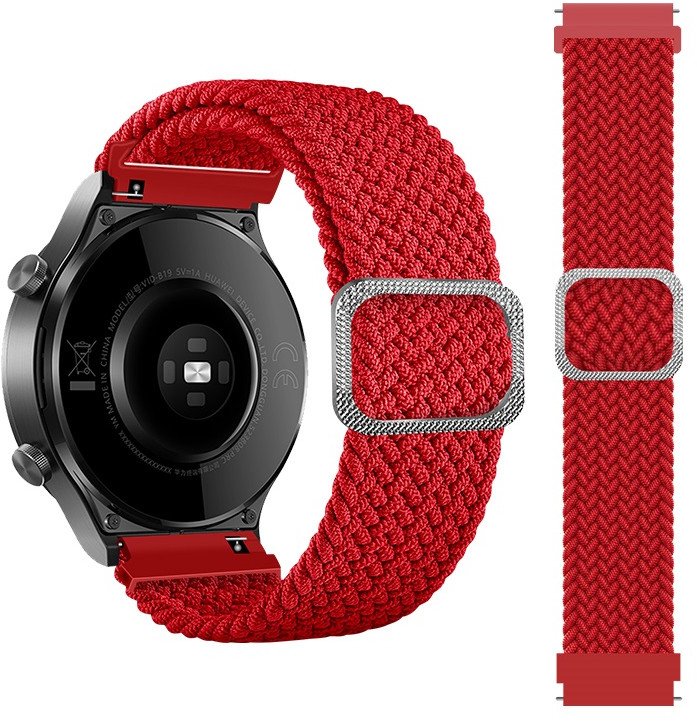 Pleciony pasek do zegarka / smartwatch 20mm, RED / CZERWONY