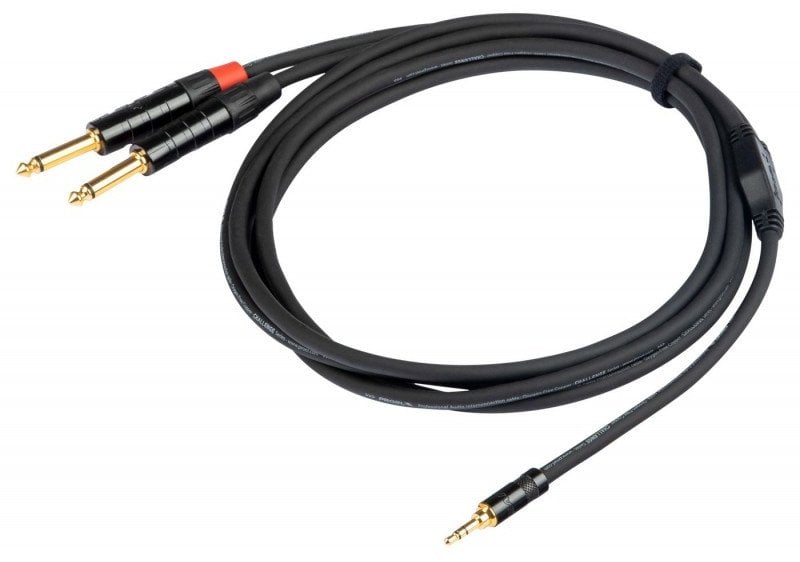 PROEL 3.5mm stereo male - 2 x 6.3mm mono male, 1.5m, black