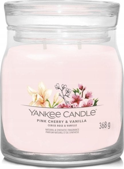 Yankee Candle YC SIGNATURE - Świeca średnia PINK CHERRY & VANILLA