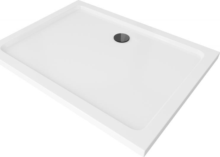 Brodzik Mexen Mexen Flat brodzik prostokątny slim 130 x 90 cm, biały, syfon czarny - 40109013B