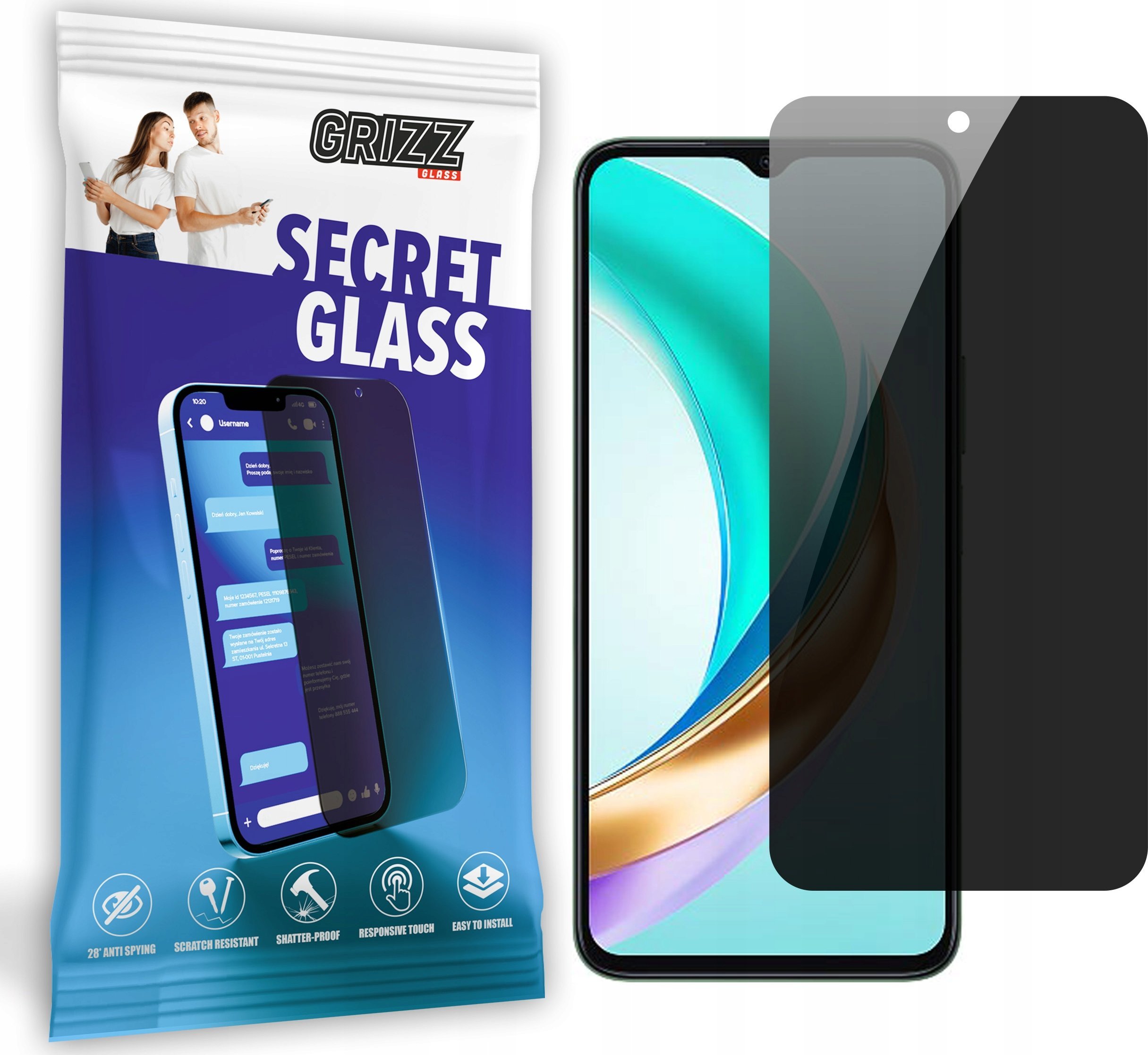 GrizzGlass Szkło prywatyzujące GrizzGlass SecretGlass do Honor X6b