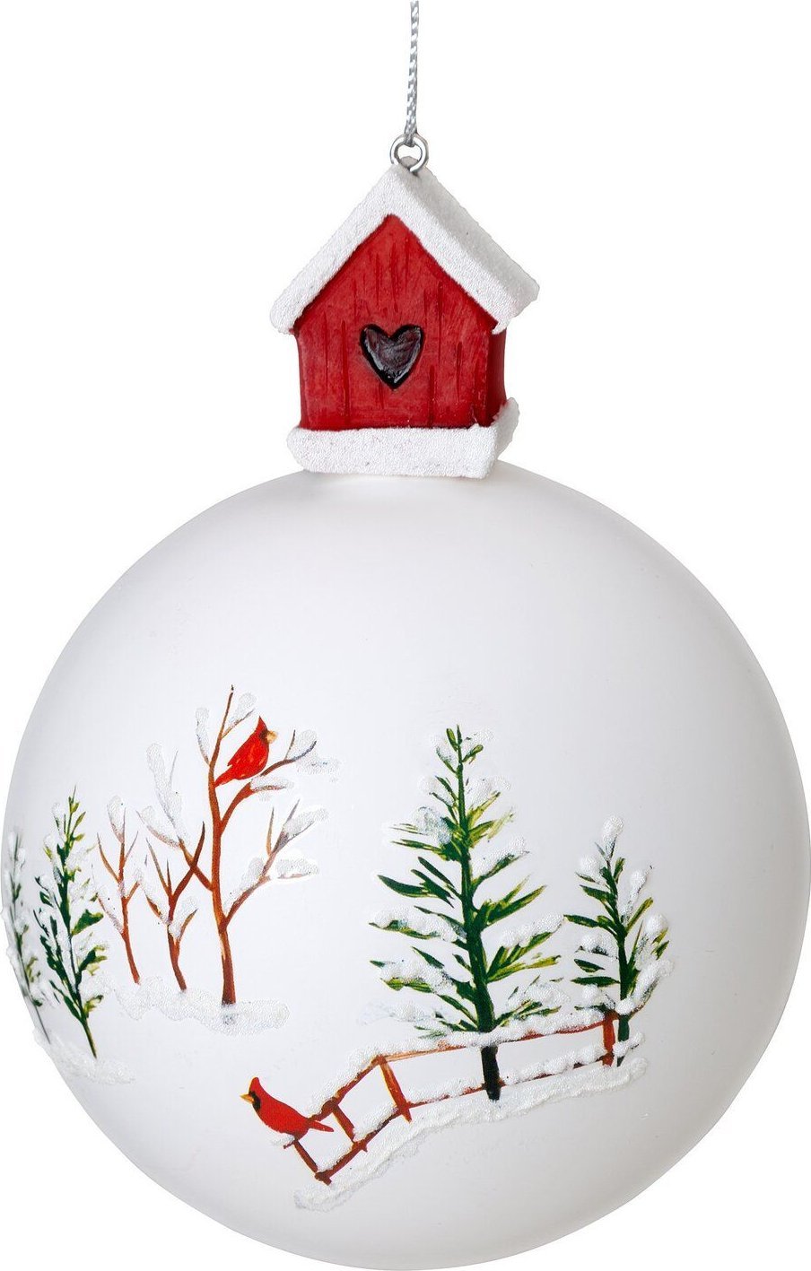 Eurofirany Bombka świąteczna szklana choinkowa bombki SZ500B 10cm biała + czerwona