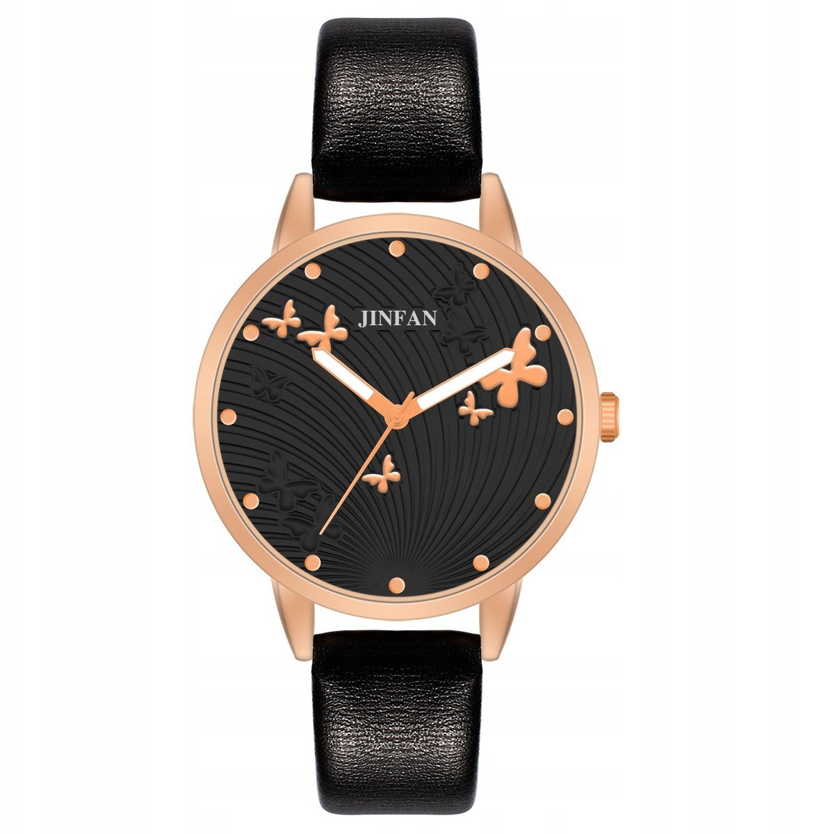 Zegarek ITIMPORT Zegarek DAMSKI WYGODNY Czytelny Kwarcowy ELEGANCKI Motylki CZARNY