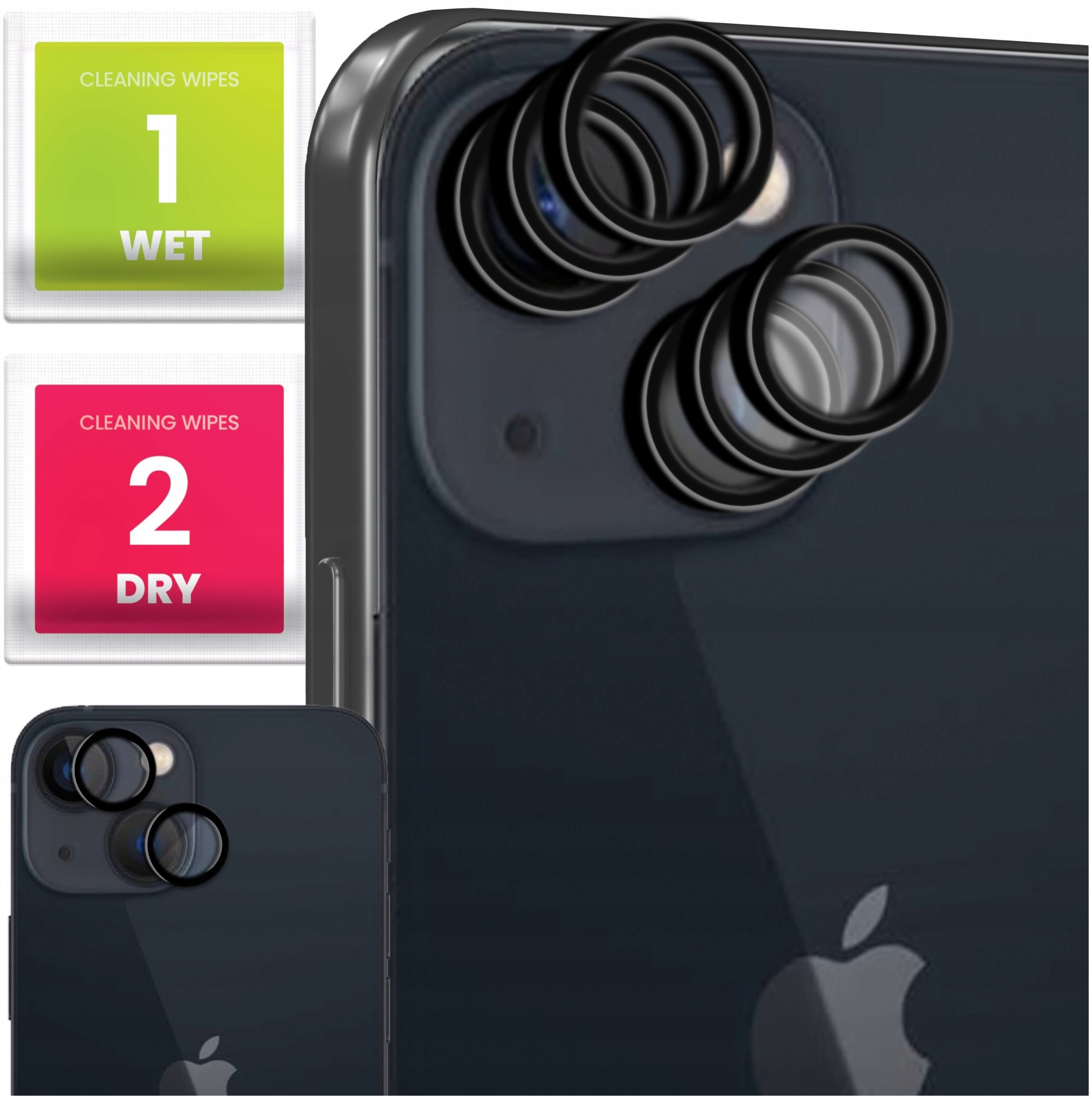 6x Szkło Na Aparat Do Apple iPhone 13 / 13 Mini (Na Obiektywy, Czarne, 9H)