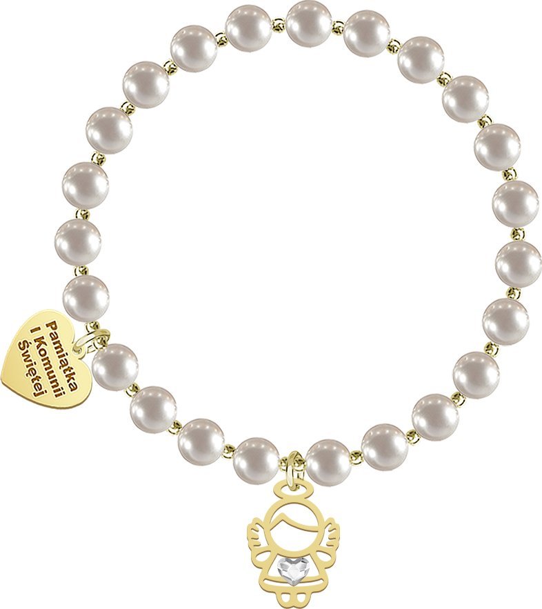 Radziszewska Jewellery I KOMUNIA ŚWIĘTA Bransoletka z Aniołkiem serce srebro pozłacane GRAWER GRATIS