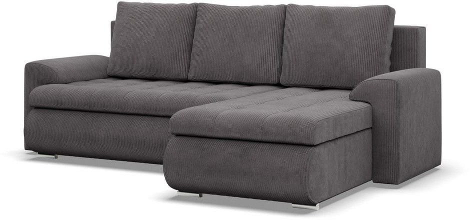 Narożnik rozkładany, prawy, Bosco, sztruks, 230x159x89 cm, ciemny szary | TYLETEGOTU