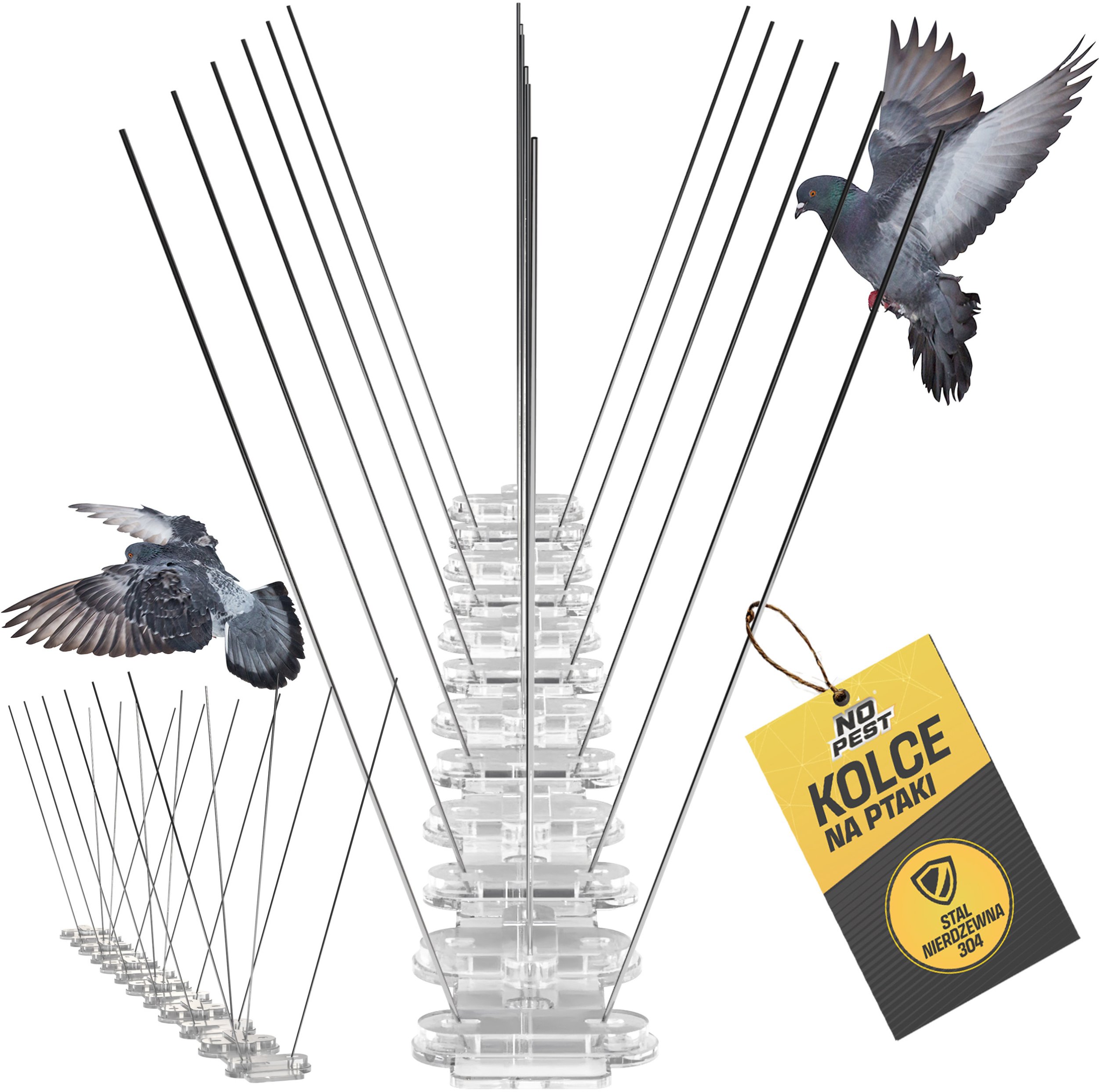 Kolce na Ptaki Gołębie Kolce Przeciw Ptakom Gołębiom Nierdzewne Kolce do Odstraszania Ptaków Gołębi o Długości 500mm i Szerokości 140mm