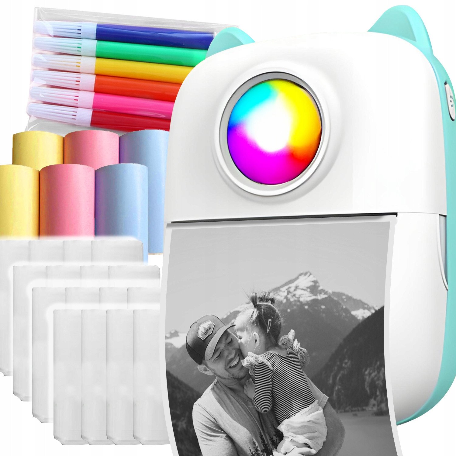 Drukarka etykiet Logit 27 W 1 MINI DRUKARKA PRZENOŚNA BEZPRZEWODOWA C26 NIEBIESKI