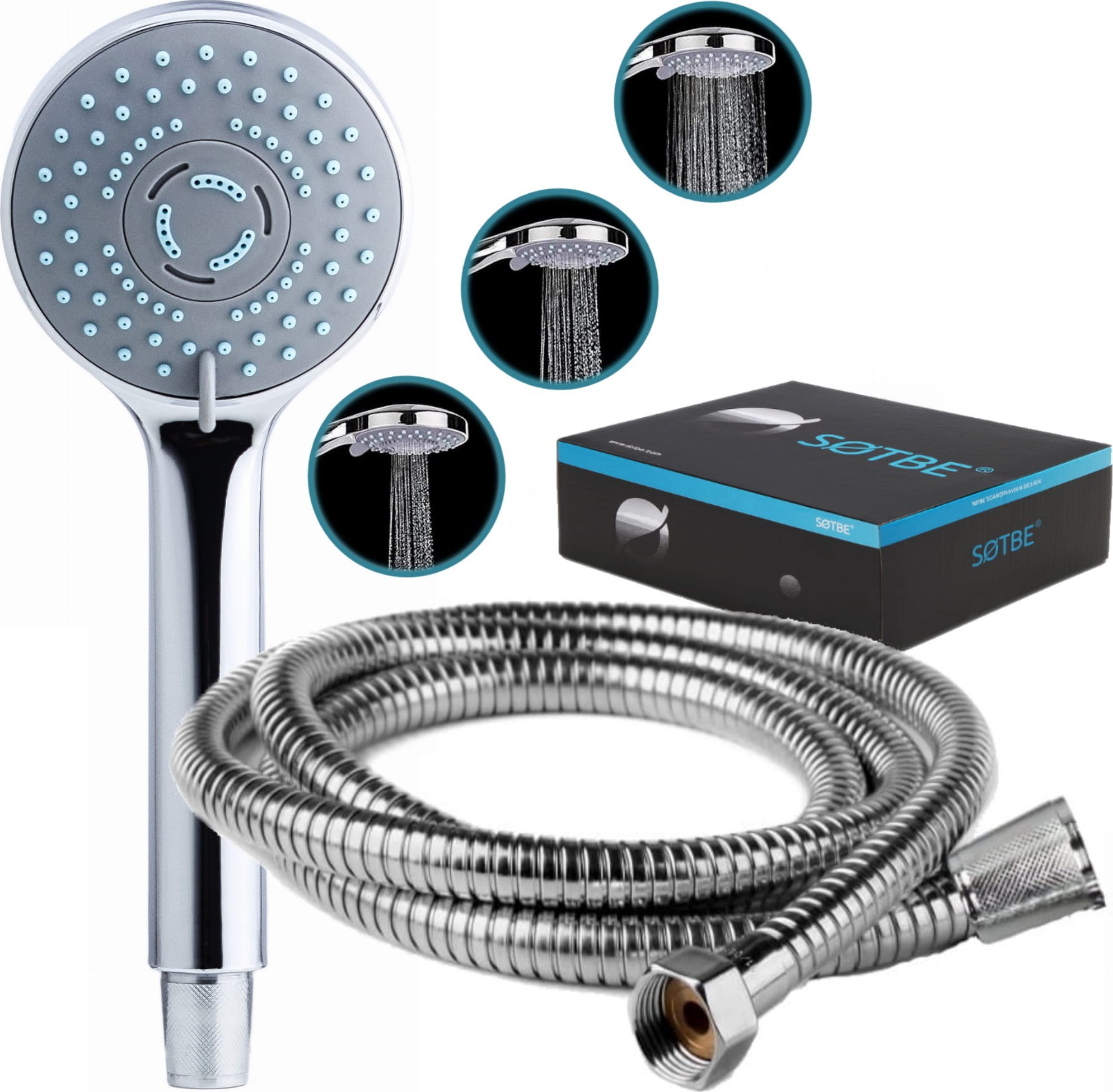 Zestaw prysznicowy Sotbe SOTBE LARK FORST słuchawka + wąż zestaw prysznicowy. Kolor chrom