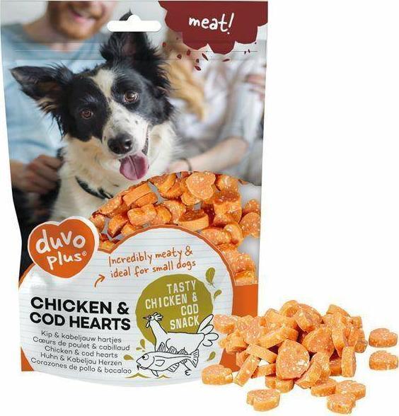 Duvo+ Duvo+ 180g Chicken & Cod Hearts, przysmak dla psa z kurczakiem i dorszem