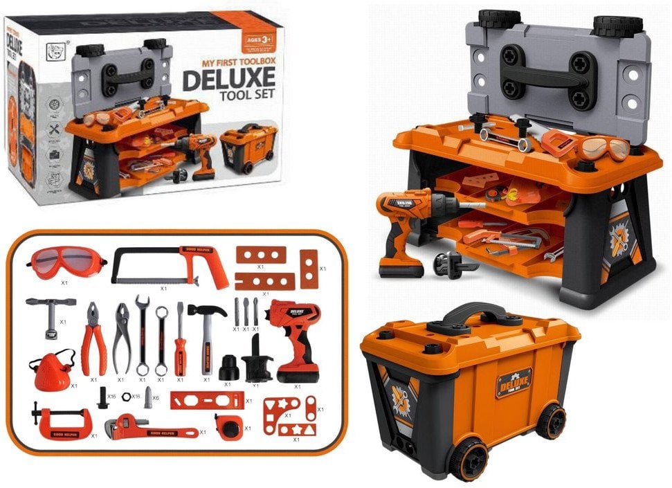 Zestaw Majsterkowicza Skrzynka Narzędzia Wiertarka Na Baterie