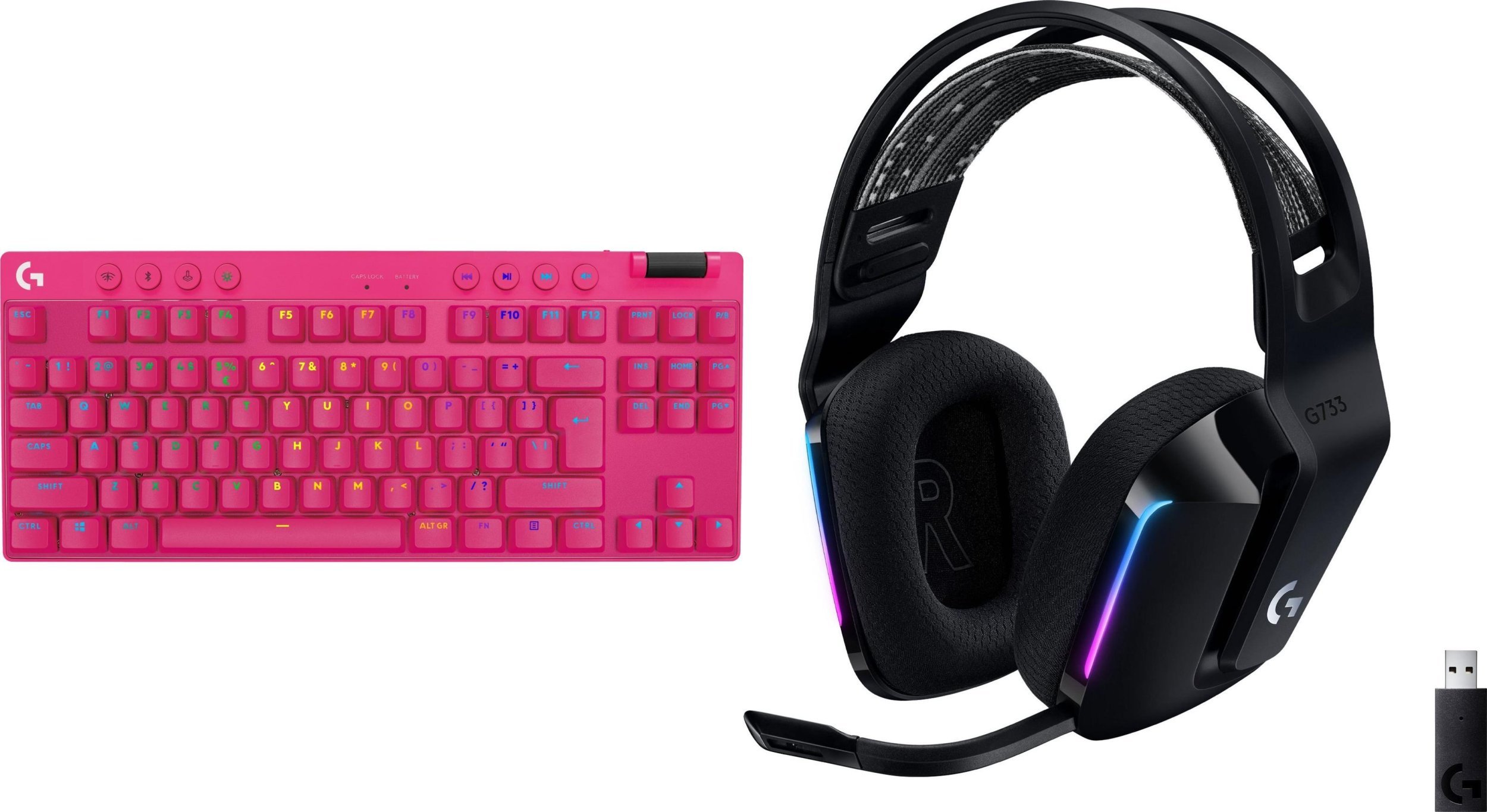 Klawiatura Logitech PRO X TKL Lightspeed GX Brown (920-012159) + G733 Lightspeed Czarne (981-000864)