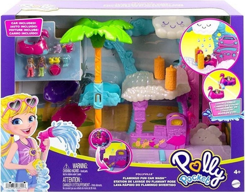 Figurka Mattel Polly Pocket Flamingowa myjnia Zestaw HHJ05