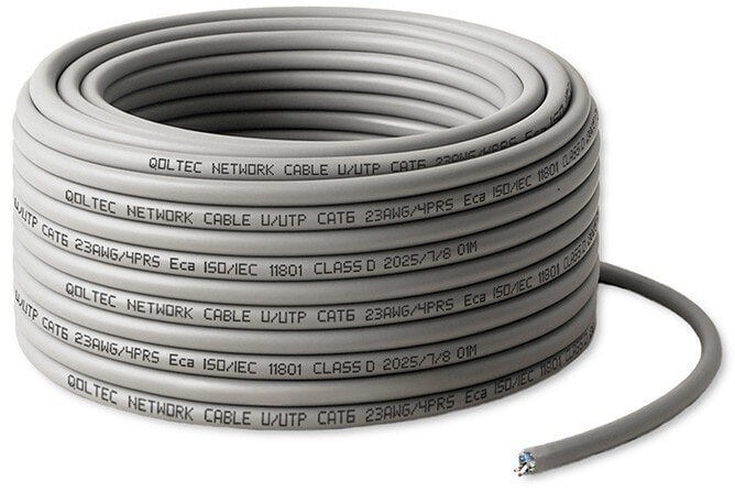 Qoltec Kabel sieciowy Patchcord skrętka Miedziany Cu CAT6 Wysoka prędkość 1Gb/s LAN 25m Szary