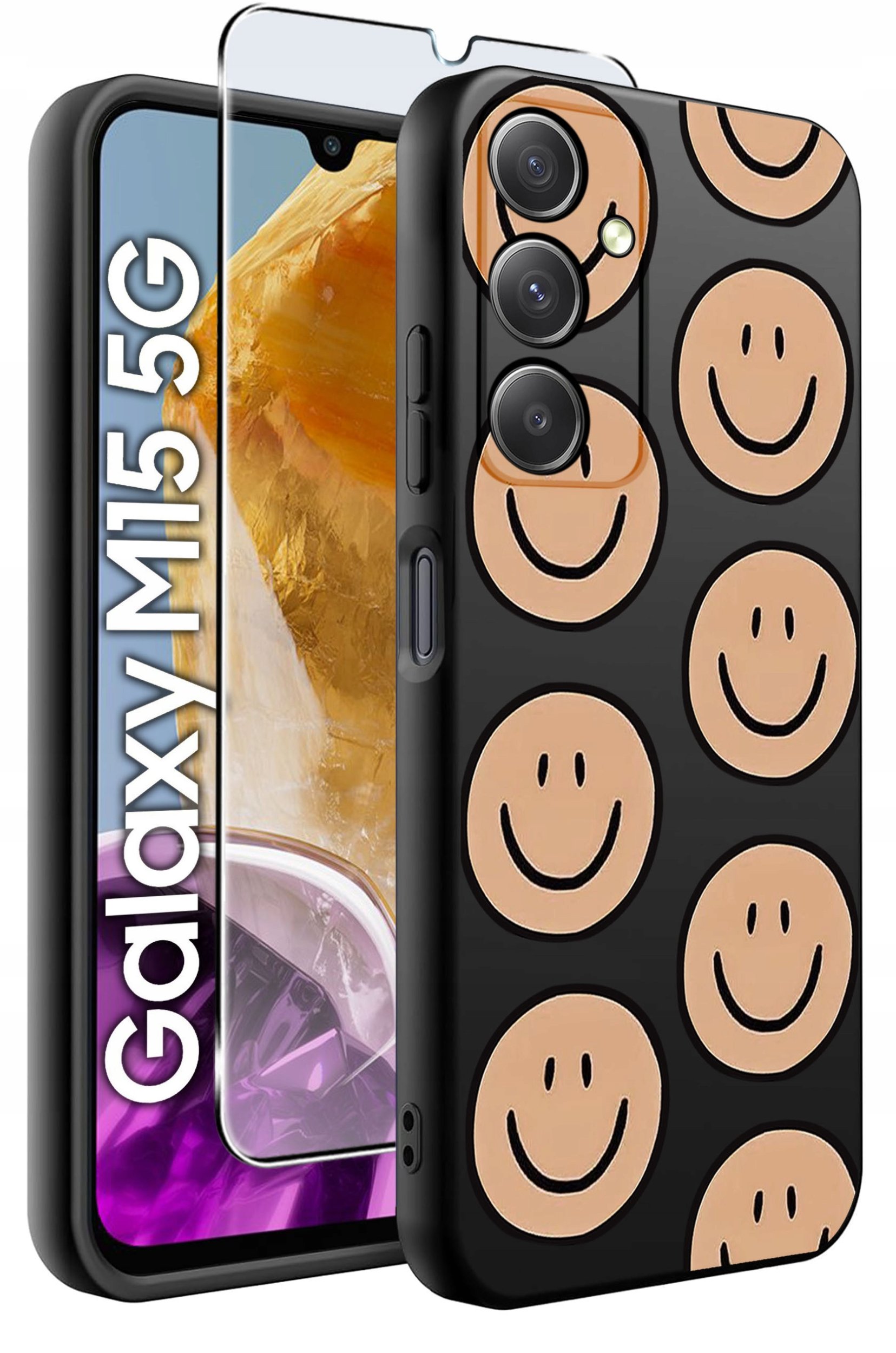 ETUI do Samsung M15 5G WZORY | SILIKONOWE MATT CASE + SZKŁO HARTOWANE 9H