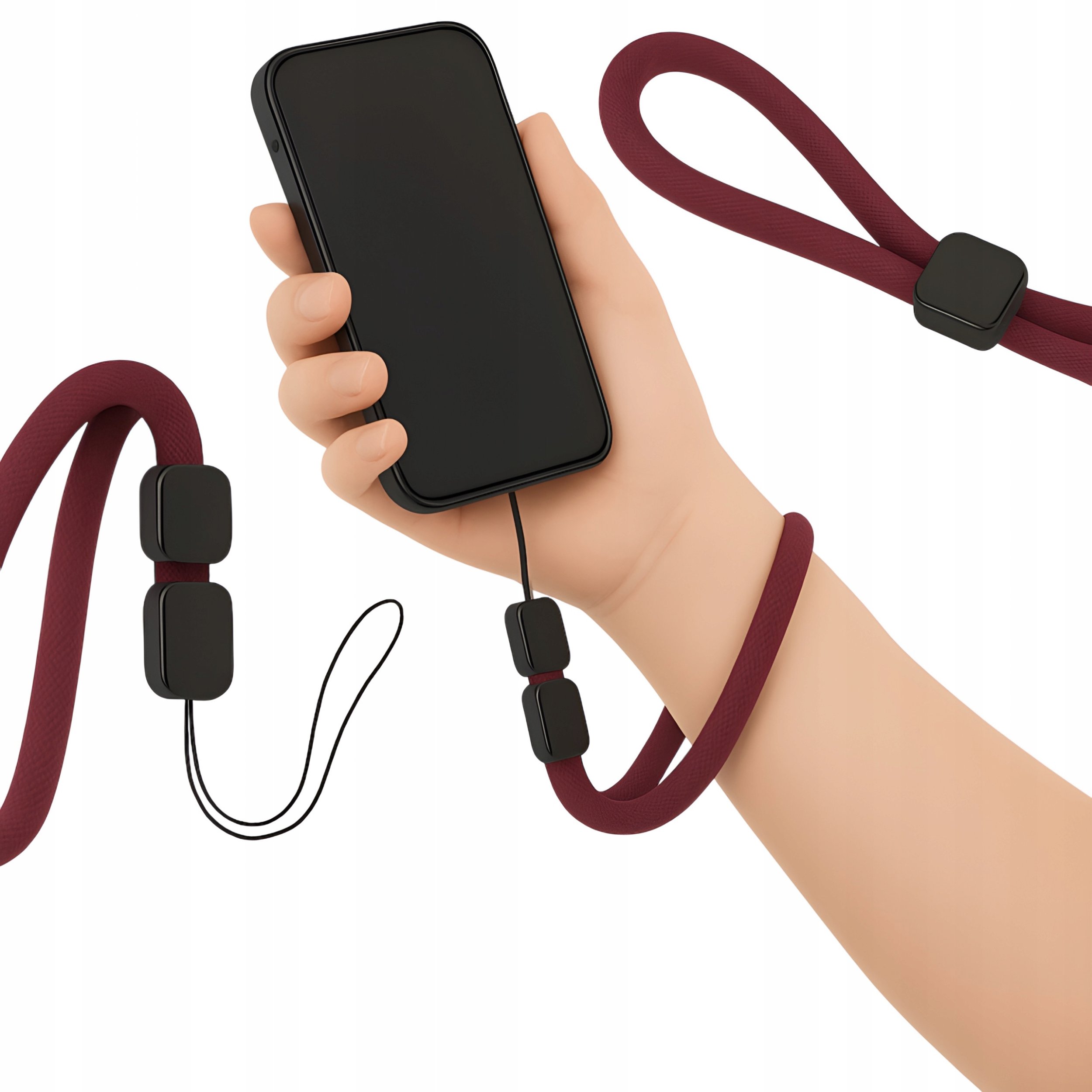 Smycz Do Telefonu Uchwyt Zawieszka Na Nadgarstek Burgundowa Uniwersalna