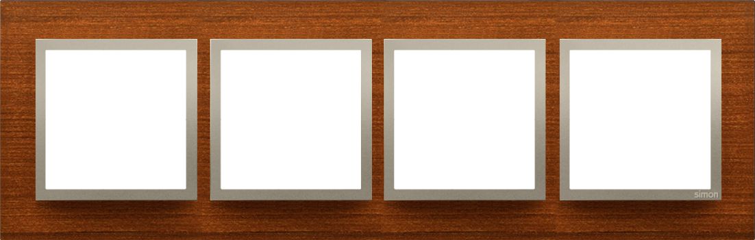 Kontakt-Simon Ramka poczwórna Simon 54 drewno złoty orzech (DRN4/86)