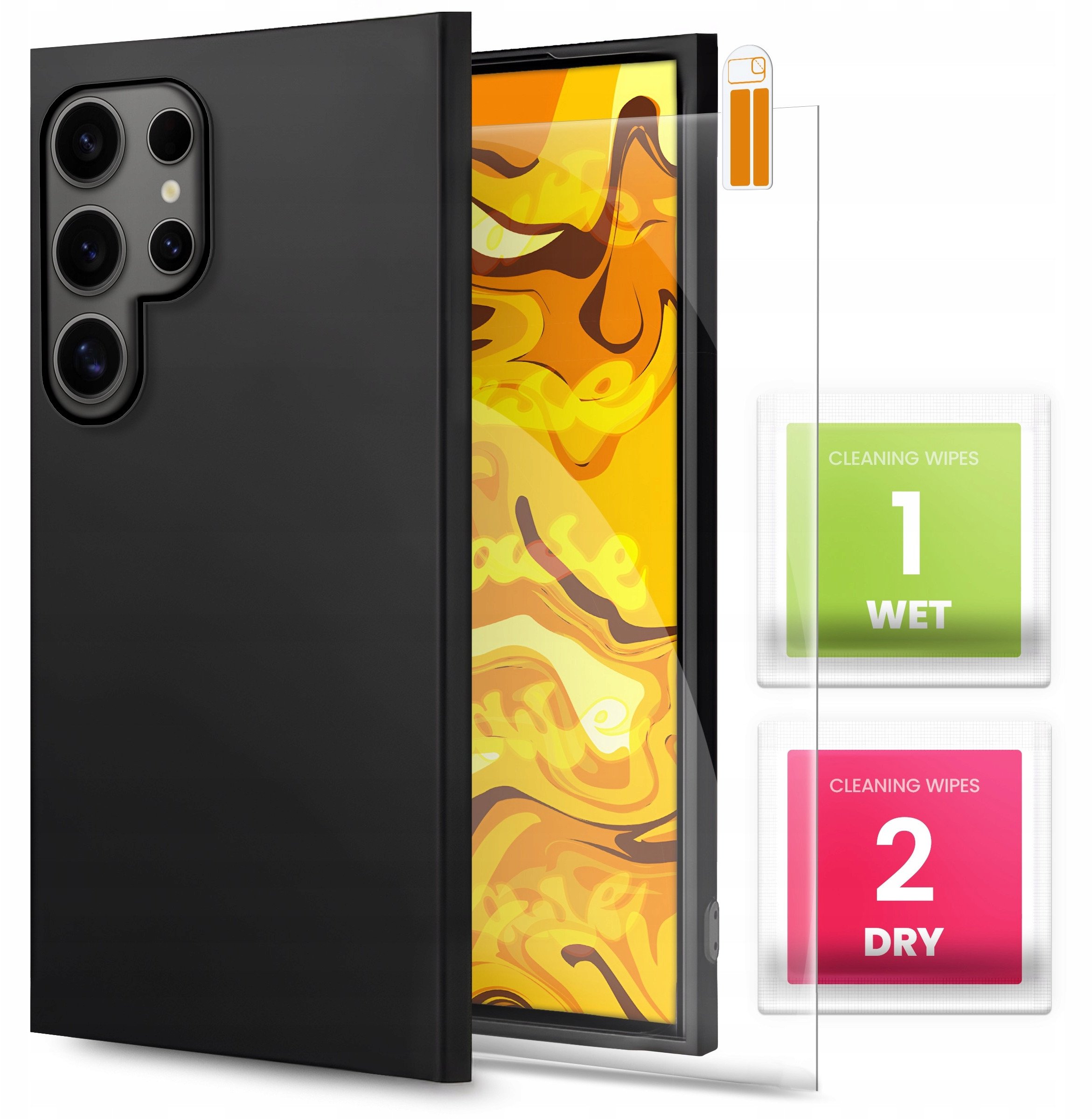 Etui do Samsung Galaxy S24 Ultra (Czarne, Matowe, Obudowa, Case) SZKŁO 9H