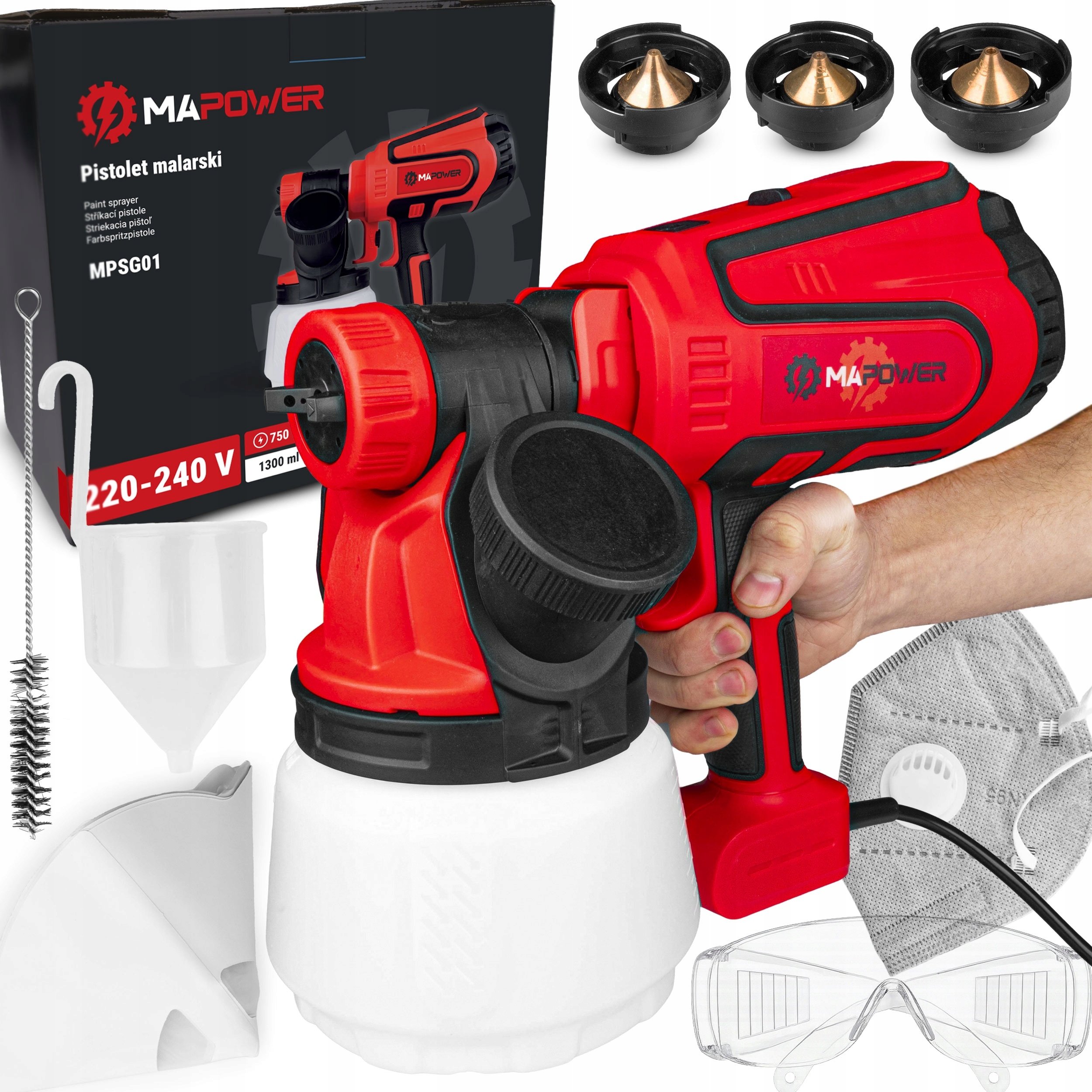 PISTOLET DO MALOWANIA ŚCIAN AGREGAT MALARSKI 3 DYSZE 750 W 120 DIN MAPOWER