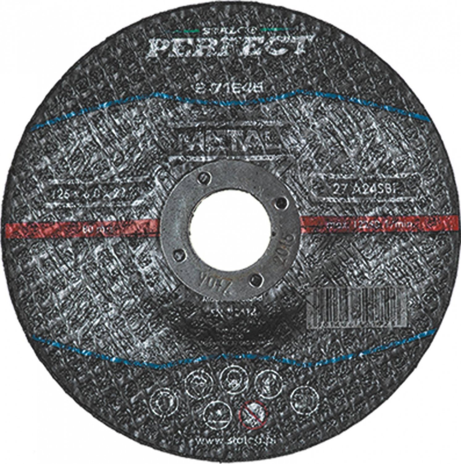 Tarcza do szlifowania metalu drobna ziarnistość niski poziom drgań i hałsu wytrzymała 4 rozmiary - wypukła 125 x 6,0 x 22, 23 mm STALCO PERFECT 125 x