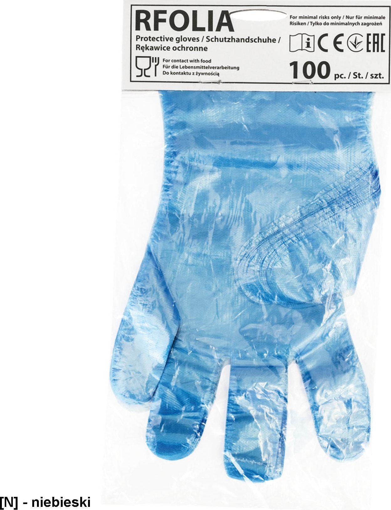 R.E.I.S. RFOLIA - jednorazowe rękawice ochronne foliowe - niebieski M