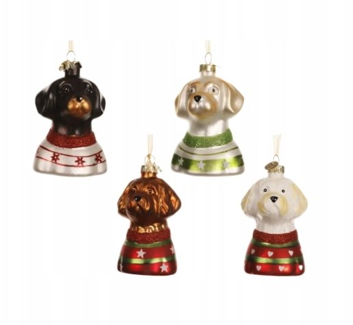 Bombka choinkowa szklana głowa psa mix kolorów 8,8 cm 1 szt.